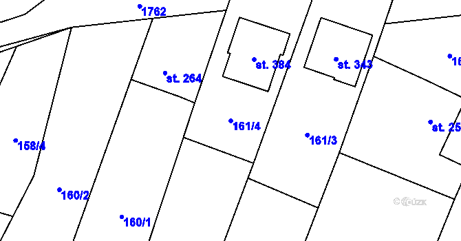Parcela st. 161/4 v KÚ Březůvky, Katastrální mapa