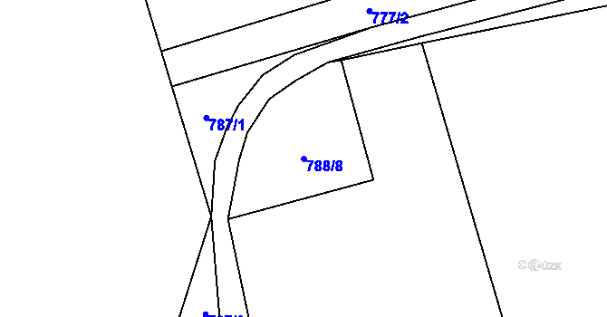 Parcela st. 788/8 v KÚ Březůvky, Katastrální mapa