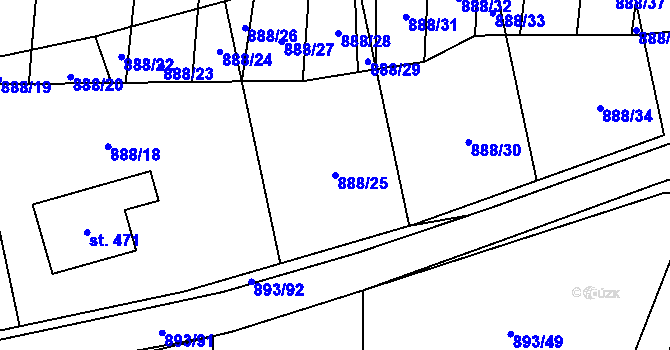 Parcela st. 888/25 v KÚ Březůvky, Katastrální mapa