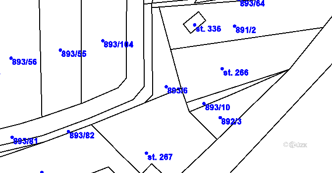 Parcela st. 893/6 v KÚ Březůvky, Katastrální mapa