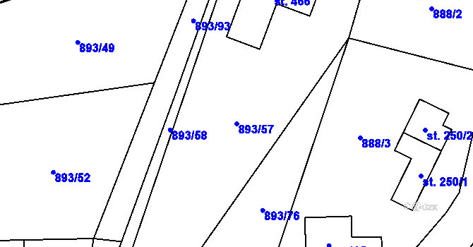 Parcela st. 893/57 v KÚ Březůvky, Katastrální mapa
