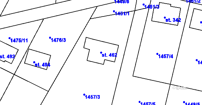 Parcela st. 462 v KÚ Březůvky, Katastrální mapa