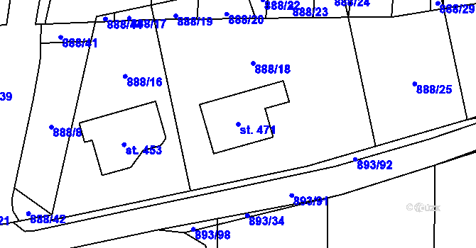 Parcela st. 471 v KÚ Březůvky, Katastrální mapa
