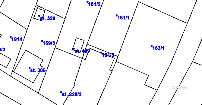 Parcela st. 161/5 v KÚ Březůvky, Katastrální mapa