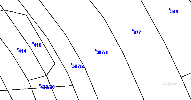 Parcela st. 397/1 v KÚ Březůvky, Katastrální mapa