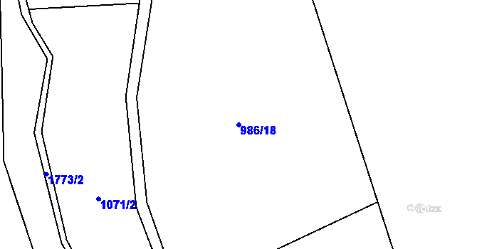 Parcela st. 986/18 v KÚ Březůvky, Katastrální mapa