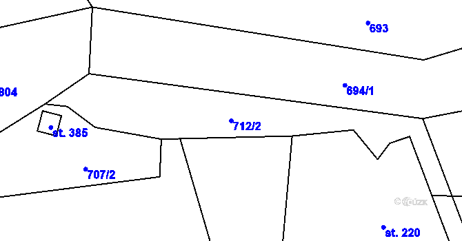Parcela st. 712/2 v KÚ Březůvky, Katastrální mapa