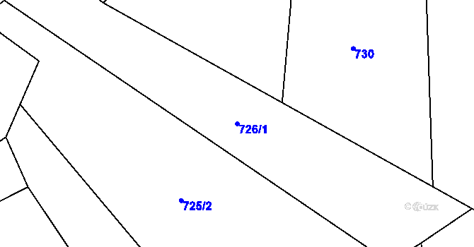 Parcela st. 726/1 v KÚ Březůvky, Katastrální mapa