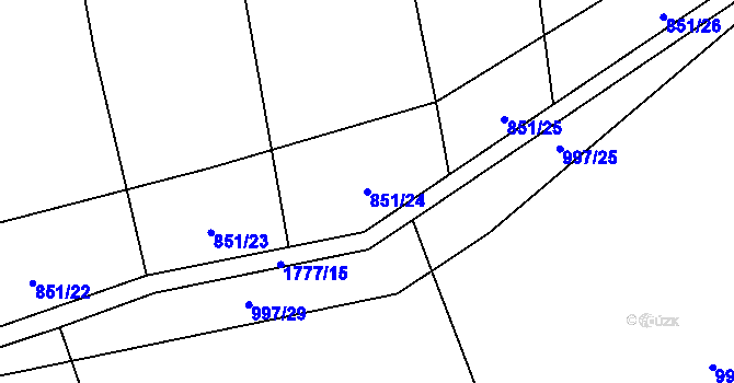 Parcela st. 851/24 v KÚ Březůvky, Katastrální mapa