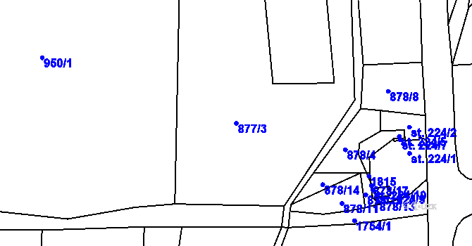 Parcela st. 877/3 v KÚ Březůvky, Katastrální mapa