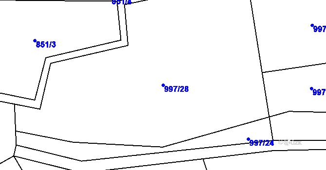 Parcela st. 997/28 v KÚ Březůvky, Katastrální mapa