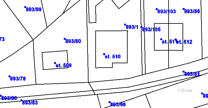 Parcela st. 510 v KÚ Březůvky, Katastrální mapa