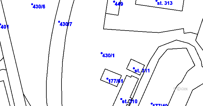 Parcela st. 430/1 v KÚ Břežánky, Katastrální mapa