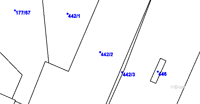 Parcela st. 442/2 v KÚ Břežánky, Katastrální mapa