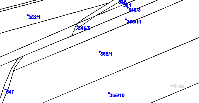 Parcela st. 365/1 v KÚ Břežany u Rakovníka, Katastrální mapa