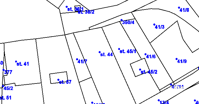 Parcela st. 44 v KÚ Břežany u Žatce, Katastrální mapa
