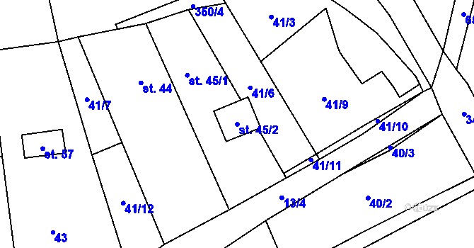 Parcela st. 45/2 v KÚ Břežany u Žatce, Katastrální mapa