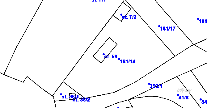 Parcela st. 59 v KÚ Břežany u Žatce, Katastrální mapa
