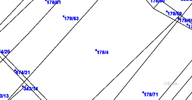 Parcela st. 178/4 v KÚ Číňov, Katastrální mapa