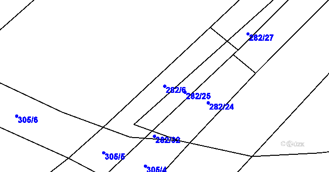Parcela st. 282/6 v KÚ Číňov, Katastrální mapa