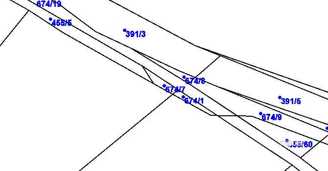 Parcela st. 674/7 v KÚ Číňov, Katastrální mapa
