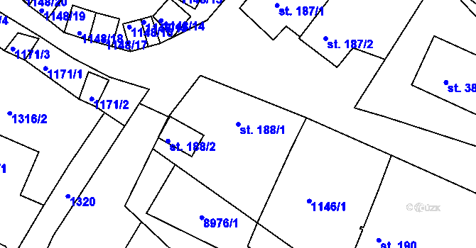 Parcela st. 188/1 v KÚ Břežany u Znojma, Katastrální mapa