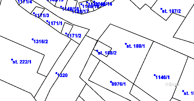 Parcela st. 188/2 v KÚ Břežany u Znojma, Katastrální mapa