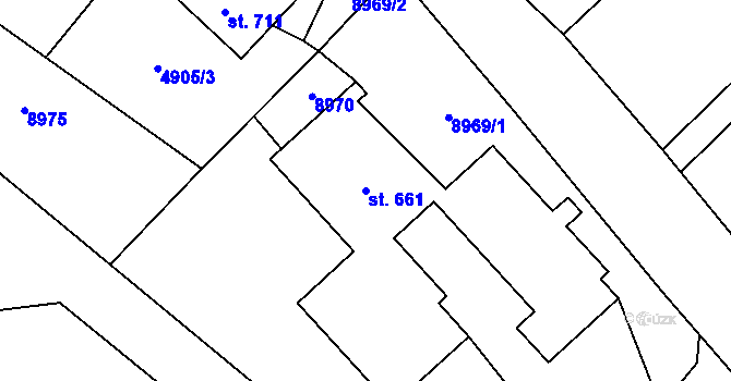 Parcela st. 661 v KÚ Břežany u Znojma, Katastrální mapa