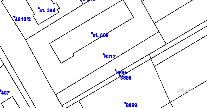 Parcela st. 9312 v KÚ Břežany u Znojma, Katastrální mapa