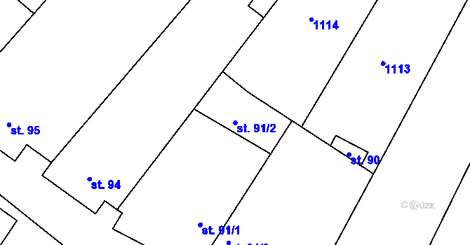 Parcela st. 91/2 v KÚ Břežany u Znojma, Katastrální mapa