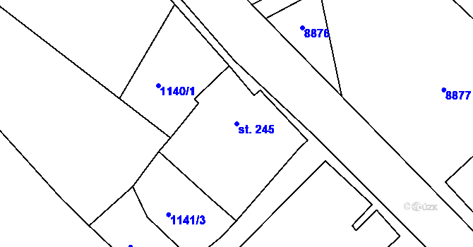 Parcela st. 245 v KÚ Břežany u Znojma, Katastrální mapa