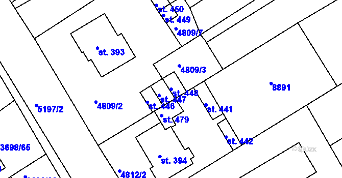 Parcela st. 448 v KÚ Břežany u Znojma, Katastrální mapa