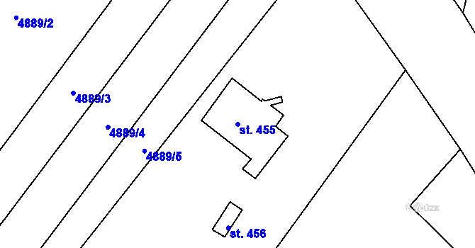 Parcela st. 455 v KÚ Břežany u Znojma, Katastrální mapa
