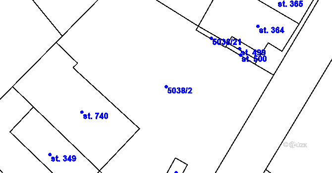 Parcela st. 5038/2 v KÚ Břežany u Znojma, Katastrální mapa