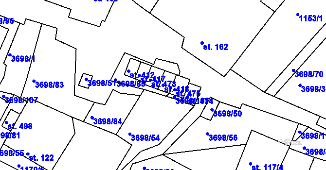 Parcela st. 418 v KÚ Břežany u Znojma, Katastrální mapa
