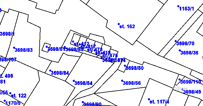 Parcela st. 475 v KÚ Břežany u Znojma, Katastrální mapa