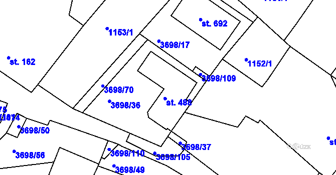 Parcela st. 488 v KÚ Břežany u Znojma, Katastrální mapa