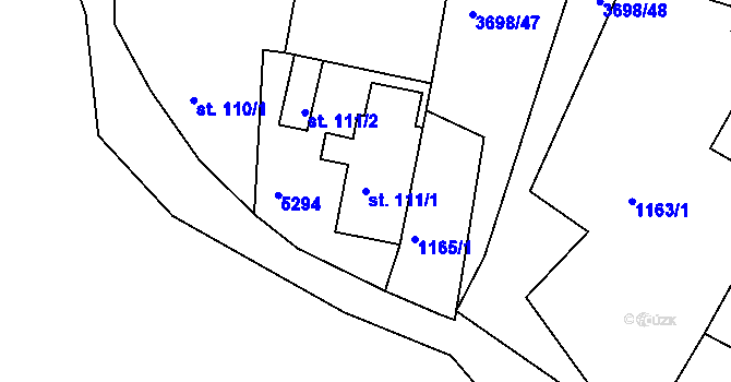 Parcela st. 111/1 v KÚ Břežany u Znojma, Katastrální mapa