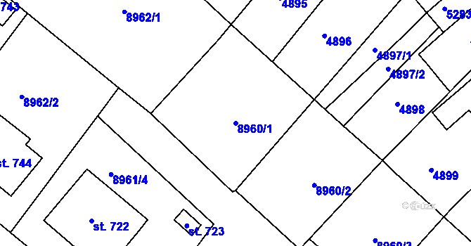 Parcela st. 8960/1 v KÚ Břežany u Znojma, Katastrální mapa