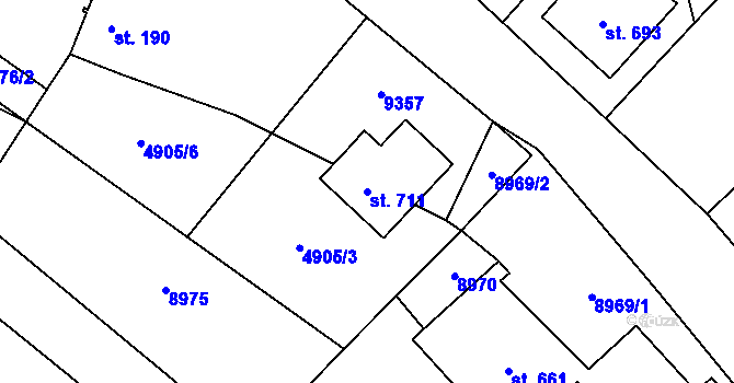 Parcela st. 711 v KÚ Břežany u Znojma, Katastrální mapa