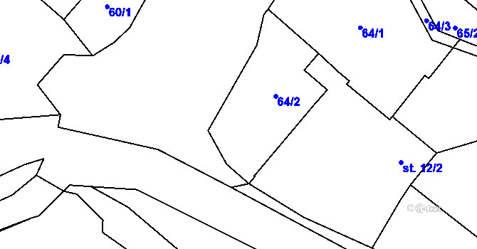 Parcela st. 62/3 v KÚ Břežany II, Katastrální mapa