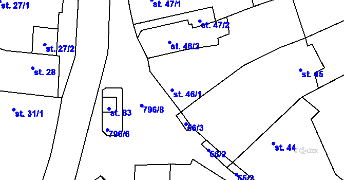 Parcela st. 46/1 v KÚ Břežany nad Ohří, Katastrální mapa