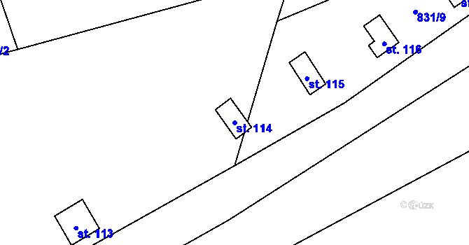 Parcela st. 114 v KÚ Břežany nad Ohří, Katastrální mapa