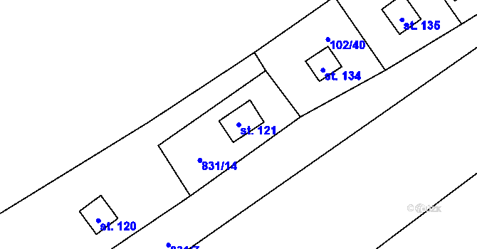 Parcela st. 121 v KÚ Břežany nad Ohří, Katastrální mapa