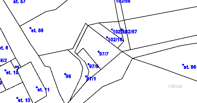 Parcela st. 97/7 v KÚ Břežany nad Ohří, Katastrální mapa