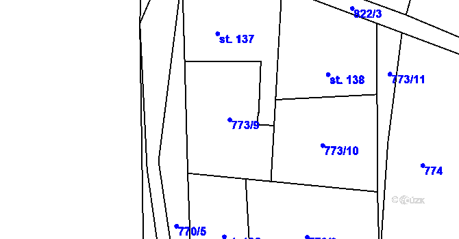 Parcela st. 773/9 v KÚ Břežany nad Ohří, Katastrální mapa