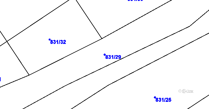 Parcela st. 831/29 v KÚ Břežany nad Ohří, Katastrální mapa