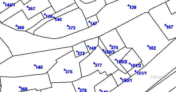 Parcela st. 148 v KÚ Břidličná, Katastrální mapa