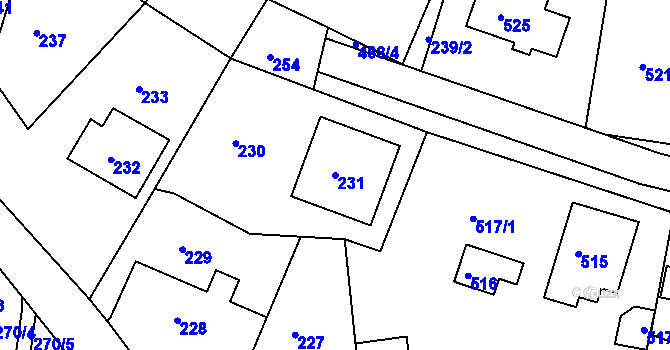 Parcela st. 231 v KÚ Břidličná, Katastrální mapa