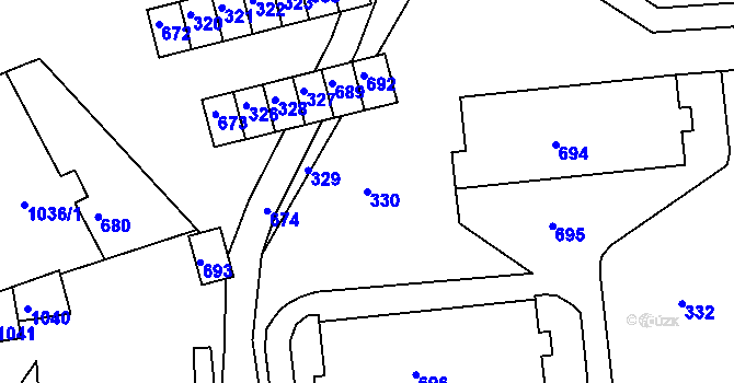Parcela st. 330 v KÚ Břidličná, Katastrální mapa